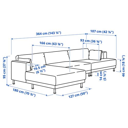 IKEA - UPPAKRA, 4,5-seat sofa and chaise longue, Axvall off-white