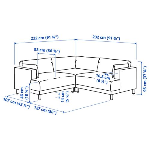 IKEA - UPPAKRA, 3-seat corner sofa, Axvall off-white