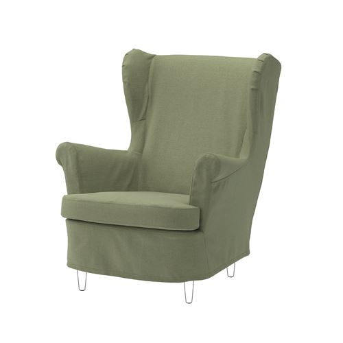 IKEA - STRANDMON, armchair cover, naggen grey-green