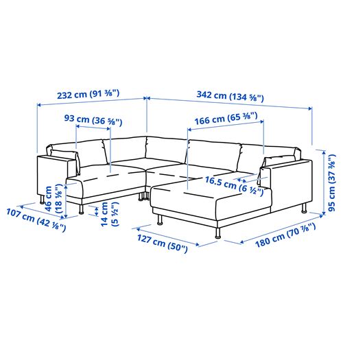 IKEA - UPPAKRA, 4.5-seater corner sofa with chaise lounge, Axvall off-white