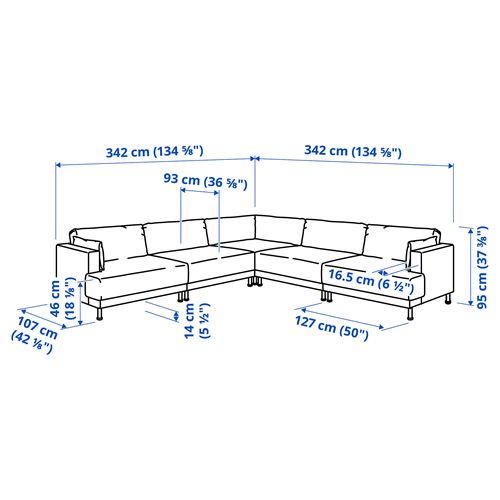 IKEA - UPPAKRA, 6'lı köşe kanepe, Axvall koyu gri-mavi