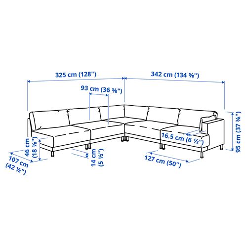 IKEA - UPPAKRA, 6-seat corner sofa, Johanneshov dark grey