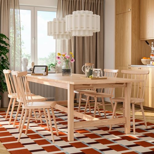 IKEA - KARSKAR/HÖGVED, yemek masası takımı, kauçuk-huş kaplama, 6 sandalyeli