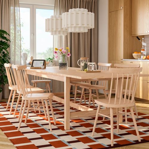 IKEA - KARSKAR/HÖGVED, yemek masası takımı, kauçuk-huş kaplama, 8 sandalyeli