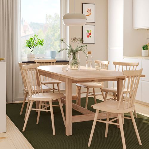IKEA - KARSKAR/HÖGVED, dining set, birch veneer, 6 chairs