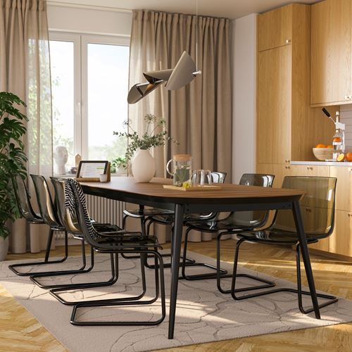 IKEA - TJARKIL, extendable dining table, black-walnut, 180/235/290x100 cm
