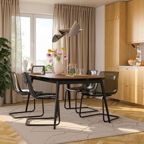 IKEA - TJARKIL, extendable dining table, black-walnut, 180/235/290x100 cm