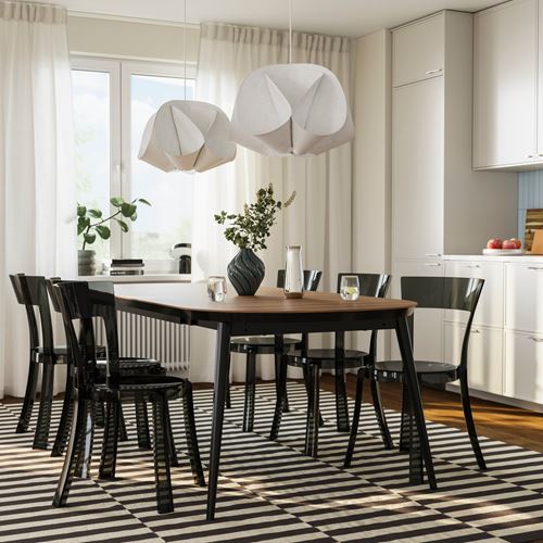 IKEA - TJARKIL/STEIN, yemek masası takımı, siyah ceviz kaplama-gri siyah, 6 sandalyeli