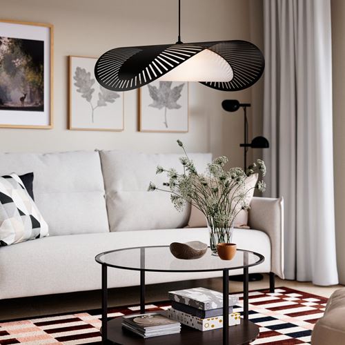 IKEA - KVALLSDOPP, sarkıt lamba abajur başlığı, siyah, 72 cm