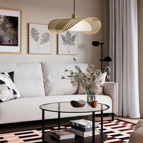 IKEA - KVALLSDOPP, sarkıt lamba abajur başlığı, pirinç rengi, 52 cm