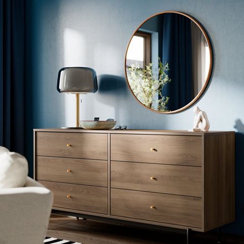 IKEA - EDSGARN, round mirror, walnut, 80 cm