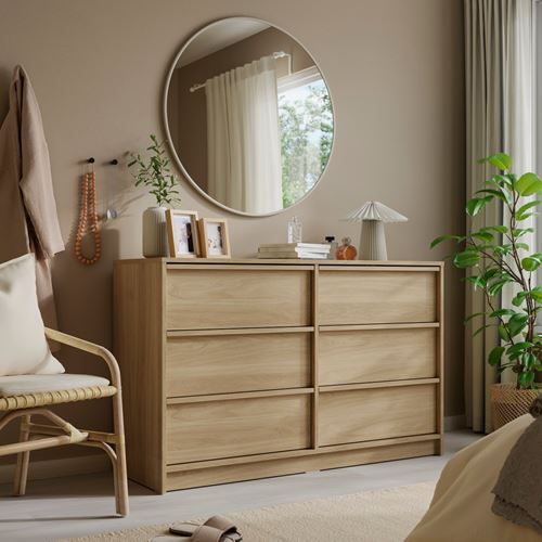 IKEA - KVALMSÖ, round mirror, beige, 90 cm