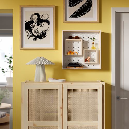 IKEA - SKOGSMOSAIK, display shelf, pine/white, 45x45 cm
