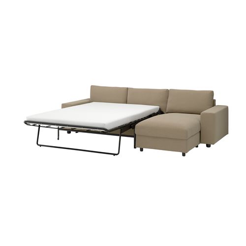 IKEA - VIMLE, 3-seater sofa-bed with chaise longue, Johanneshov brown-beige