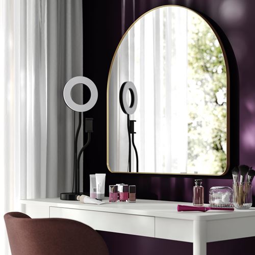 IKEA - LINDBYN, wall mirror, golden colour, 80x80 cm
