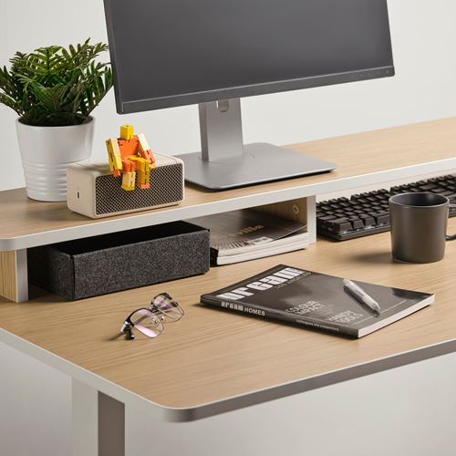 IKEA - TRAVSPORT, height adjustable desk, beige-oak look, 120x70 cm