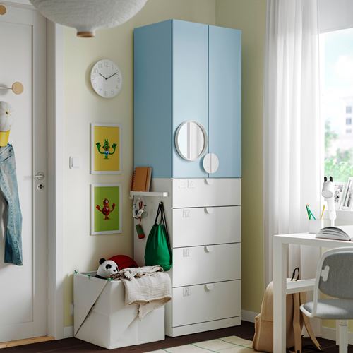 IKEA - LASTARE, LASTARE wardrobe, white-blue, 60x42x200 cm