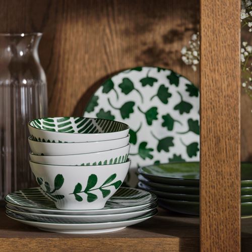 IKEA - ENTUSIASM, porcelain bowl set, green/white, 12 cm