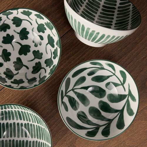 IKEA - ENTUSIASM, porcelain bowl set, green/white, 12 cm