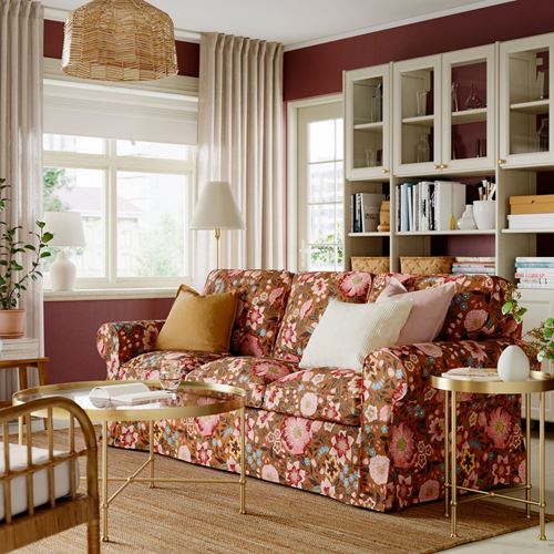 IKEA - EKTORP, 3-seat sofa, mangbyn brown-multicolour