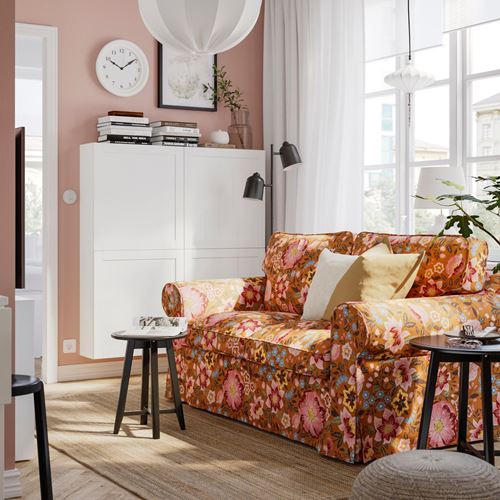 IKEA - EKTORP, 2-seat sofa, mangbyn brown-multicolour