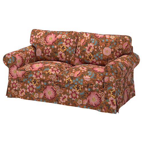 IKEA - EKTORP, 2-seat sofa cover, mangbyn brown-multicolour