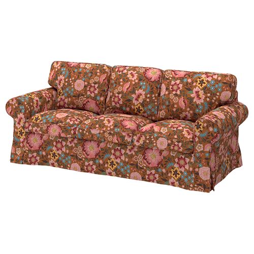 IKEA - EKTORP, 3-seat sofa cover, mangbyn brown-multicolour