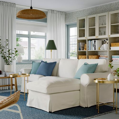 IKEA - EKTORP, 3-seat sofa with chaise longue, Blekinge white