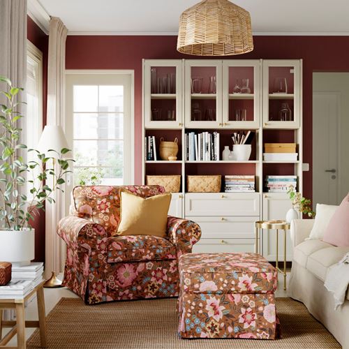 IKEA - EKTORP, armchair, mangbyn brown-multicolour