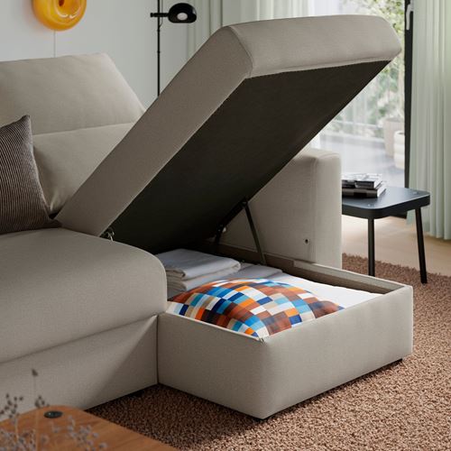 IKEA - MALMKÖPING, 3-seat sofa with chaise longue, tibbleby light beige