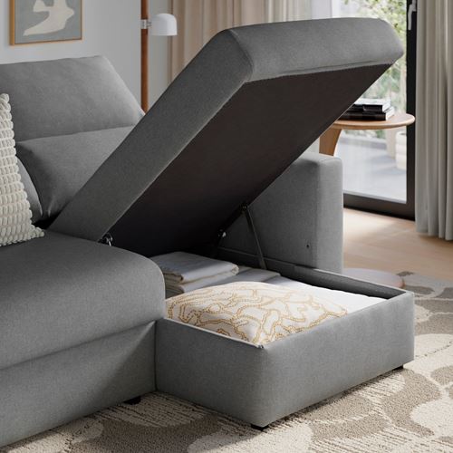 IKEA - MALMKÖPING, 3-seat sofa with chaise longue, tibbleby beige-grey