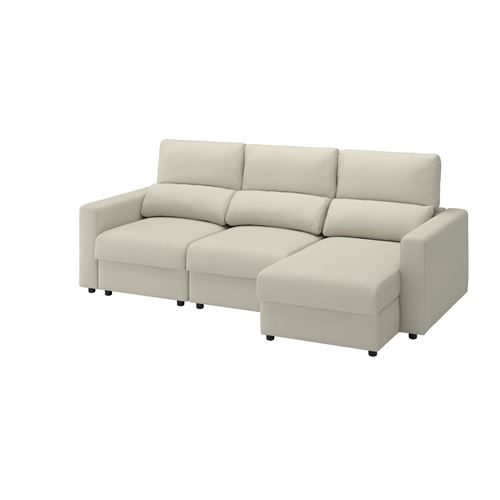 IKEA - MALMKÖPING, 3-seat sofa with chaise longue, tibbleby light beige