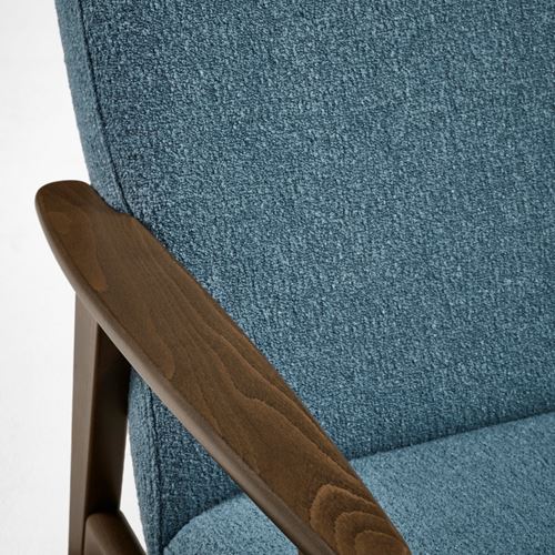 IKEA - EKENASET, armchair, walnut effect-axvall dark grey-blue
