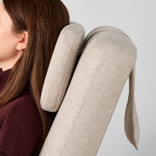 IKEA - EKENASET, high-back armchair, walnut effect-kilanda light beige