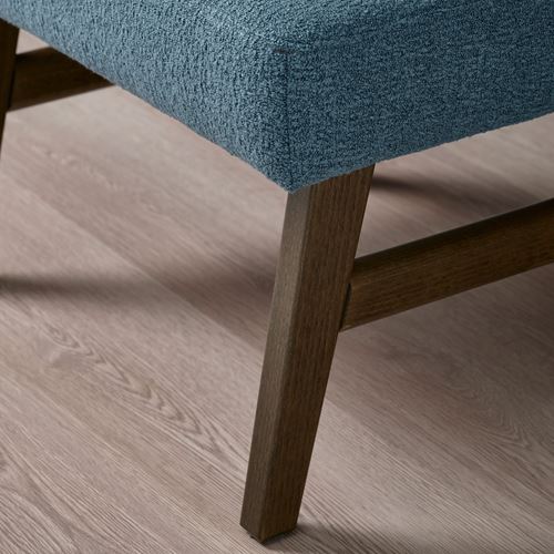 IKEA - EKENASET, footstool, walnut effect-axvall dark grey-blue