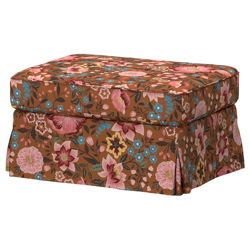 IKEA - EKTORP, cover for pouffe with storage, mangbyn brown-multicolour