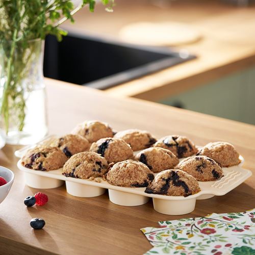IKEA - BAKTIDER, silikon muffin kalıbı, açık bej, 35x23 cm