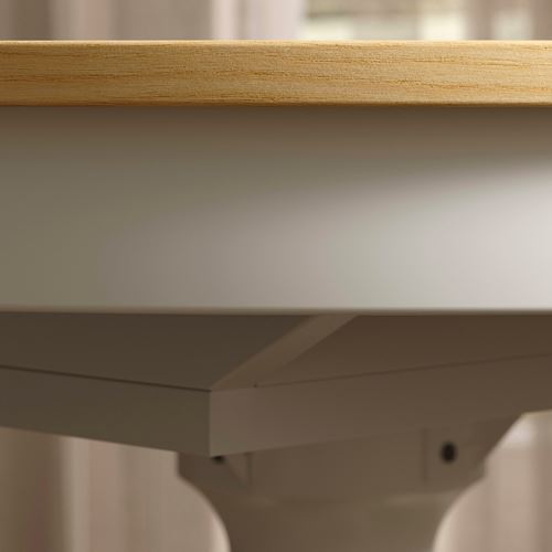 IKEA - ROSENTORP, round dining table, ash veneer/white, 110/155 cm