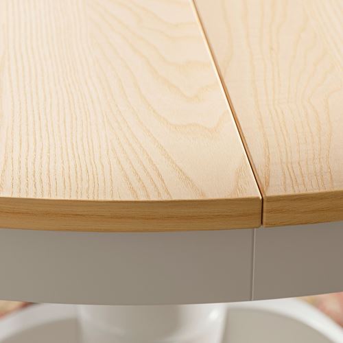 IKEA - ROSENTORP, round dining table, ash veneer/white, 110/155 cm