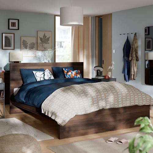 IKEA - STORKLINTA, double bed, oak effect-dark brown, 140x200 cm
