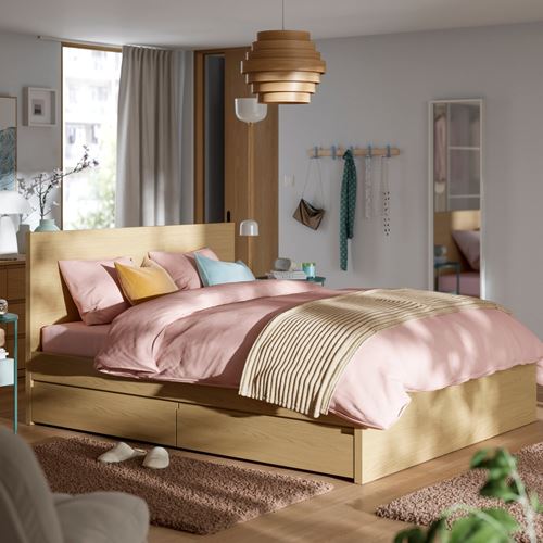 IKEA - STORKLINTA, double bed, oak effect, 140x200 cm
