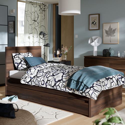 IKEA - STORKLINTA, single bed, oak effect-dark brown, 90x200 cm