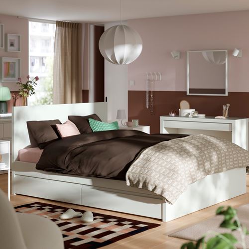 IKEA - STORKLINTA/LÖNSET, double bed, white, 140x200 cm