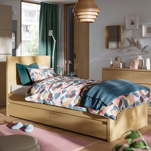 IKEA - STORKLINTA/LÖNSET, single bed, oak effect, 90x200 cm
