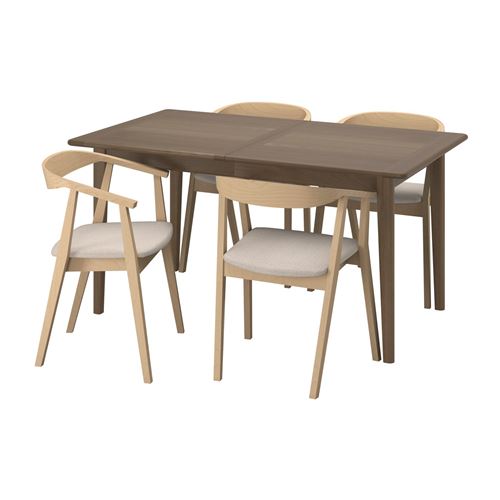 IKEA - SKANSNAS/STOCKHOLM, yemek masası takımı, kahverengi kayın-huş kaplama-Tresund bej, 4 sandalyeli
