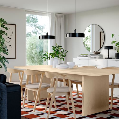 IKEA - BERGSHYTTAN/STOCKHOLM 2025, yemek masası takımı, huş kaplama-Tresund bej, 6 sandalyeli