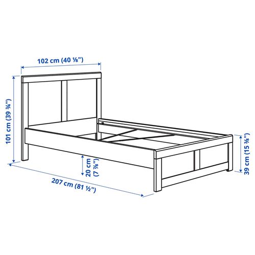 IKEA - FAGELFJALLET/LINDBADEN, tek kişilik karyola, kırık beyaz, 90x200 cm