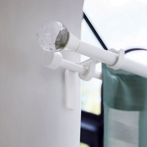 IKEA - SOLBLOMMOSSA, finials, white/glass, 8.7 cm