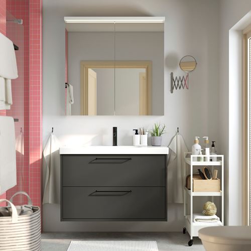 IKEA - HAVBACK/ORRSJÖN, lavabo dolabı kombinasyonu, koyu gri, 102x49x69 cm