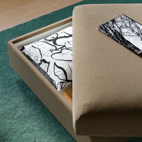 IKEA - VIMLE, pouffe with storage, Johanneshov brown-beige